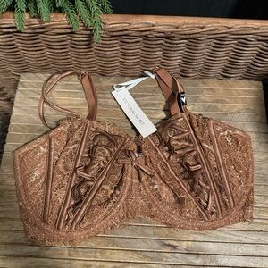 Victoria's Secret Copper Lace Bralette with Pair of Matching Panties